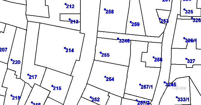 Parcela st. 255 v KÚ Železný Brod, Katastrální mapa