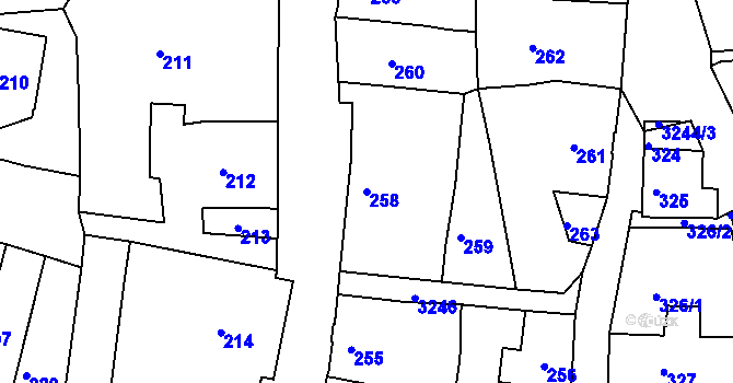 Parcela st. 258 v KÚ Železný Brod, Katastrální mapa