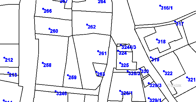 Parcela st. 261 v KÚ Železný Brod, Katastrální mapa