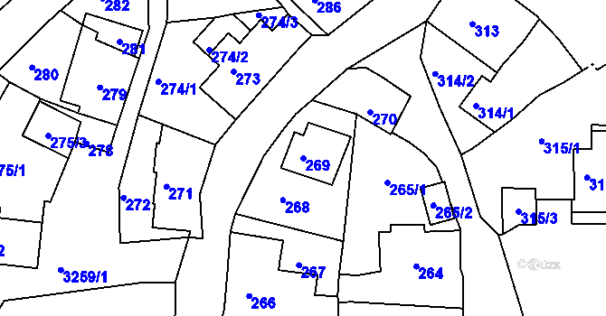 Parcela st. 269 v KÚ Železný Brod, Katastrální mapa