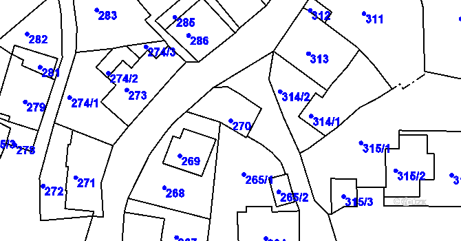 Parcela st. 270 v KÚ Železný Brod, Katastrální mapa