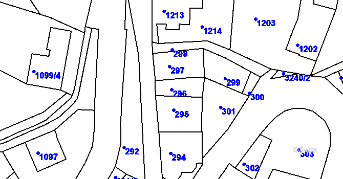 Parcela st. 296 v KÚ Železný Brod, Katastrální mapa