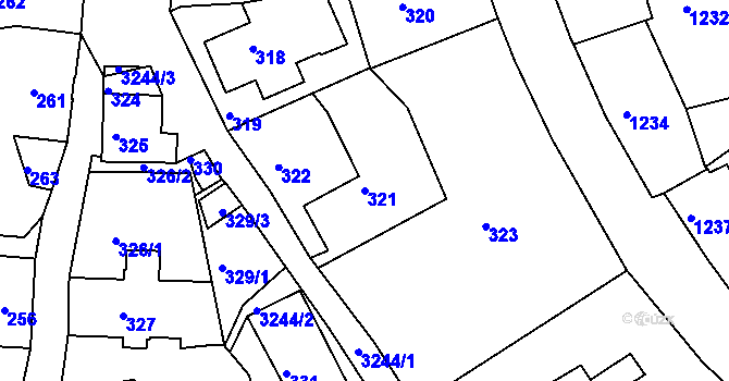 Parcela st. 321 v KÚ Železný Brod, Katastrální mapa