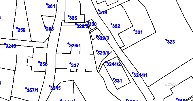 Parcela st. 329/1 v KÚ Železný Brod, Katastrální mapa