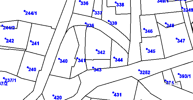 Parcela st. 342 v KÚ Železný Brod, Katastrální mapa