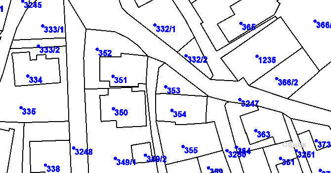 Parcela st. 353 v KÚ Železný Brod, Katastrální mapa