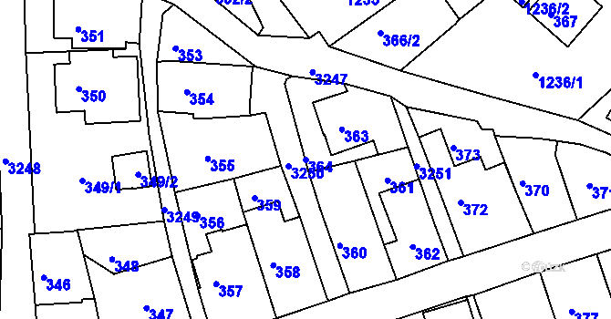 Parcela st. 364 v KÚ Železný Brod, Katastrální mapa
