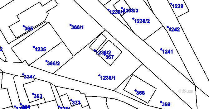 Parcela st. 367 v KÚ Železný Brod, Katastrální mapa