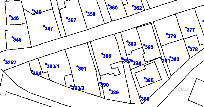 Parcela st. 388 v KÚ Železný Brod, Katastrální mapa