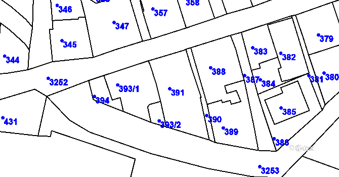 Parcela st. 391 v KÚ Železný Brod, Katastrální mapa