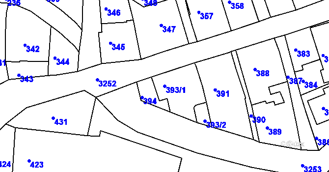 Parcela st. 393/1 v KÚ Železný Brod, Katastrální mapa