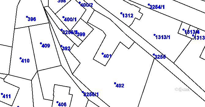 Parcela st. 401 v KÚ Železný Brod, Katastrální mapa