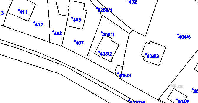 Parcela st. 405/2 v KÚ Železný Brod, Katastrální mapa