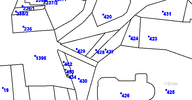 Parcela st. 428 v KÚ Železný Brod, Katastrální mapa