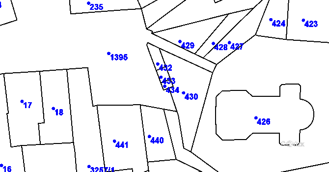 Parcela st. 434 v KÚ Železný Brod, Katastrální mapa
