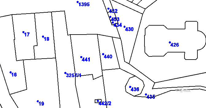 Parcela st. 440 v KÚ Železný Brod, Katastrální mapa