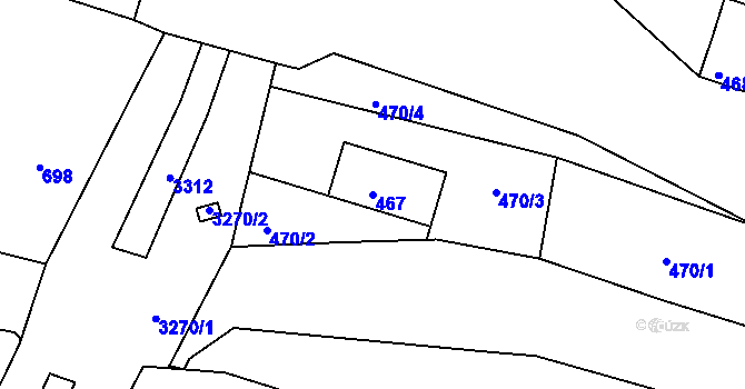 Parcela st. 467 v KÚ Železný Brod, Katastrální mapa