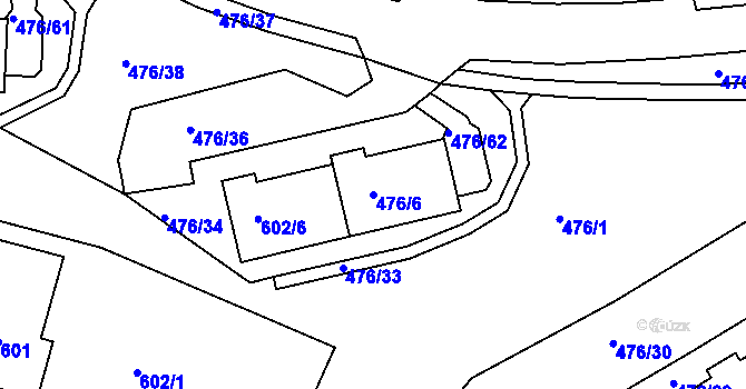 Parcela st. 476/6 v KÚ Železný Brod, Katastrální mapa