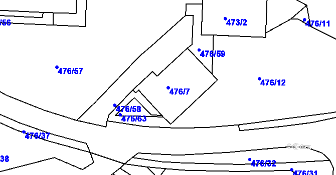Parcela st. 476/7 v KÚ Železný Brod, Katastrální mapa