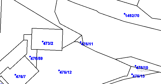 Parcela st. 476/11 v KÚ Železný Brod, Katastrální mapa