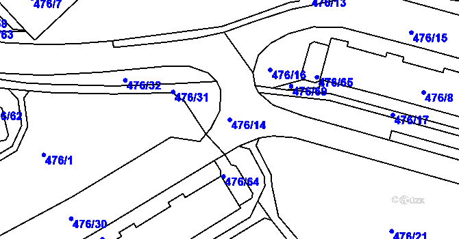 Parcela st. 476/14 v KÚ Železný Brod, Katastrální mapa