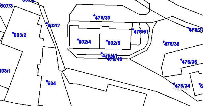 Parcela st. 476/41 v KÚ Železný Brod, Katastrální mapa