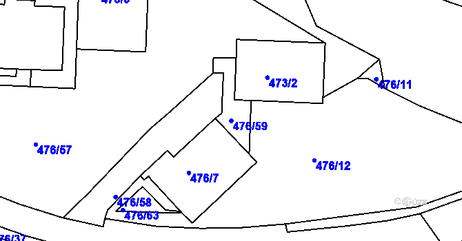 Parcela st. 476/59 v KÚ Železný Brod, Katastrální mapa