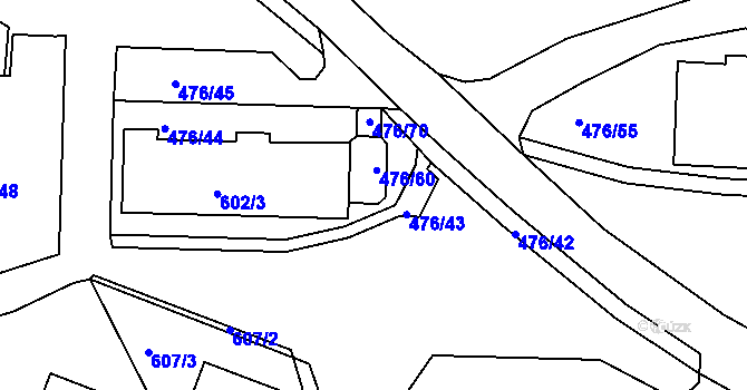 Parcela st. 476/60 v KÚ Železný Brod, Katastrální mapa