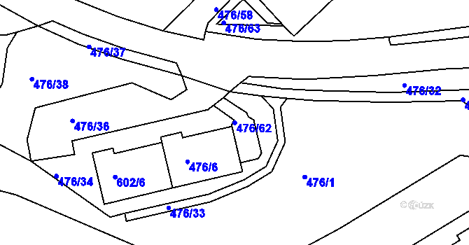 Parcela st. 476/62 v KÚ Železný Brod, Katastrální mapa