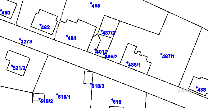 Parcela st. 486/2 v KÚ Železný Brod, Katastrální mapa