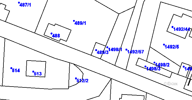 Parcela st. 489/3 v KÚ Železný Brod, Katastrální mapa