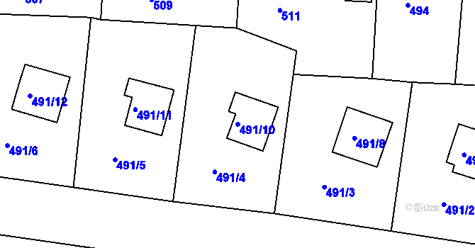 Parcela st. 491/10 v KÚ Železný Brod, Katastrální mapa