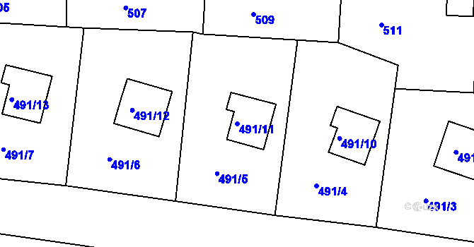 Parcela st. 491/11 v KÚ Železný Brod, Katastrální mapa