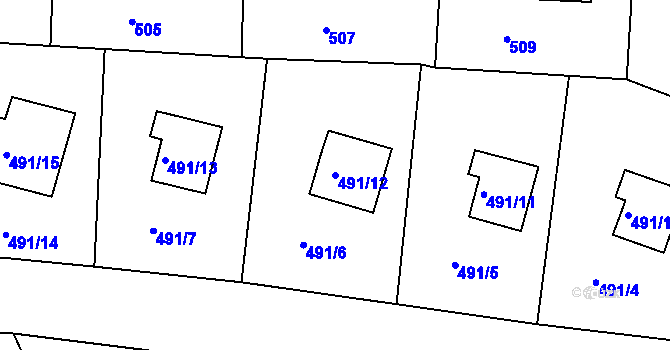 Parcela st. 491/12 v KÚ Železný Brod, Katastrální mapa