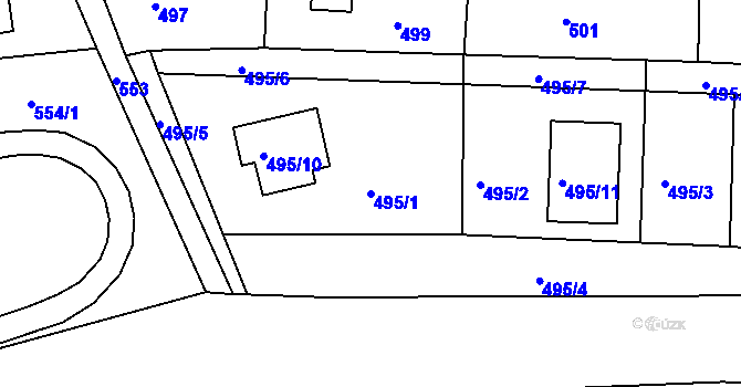 Parcela st. 495/1 v KÚ Železný Brod, Katastrální mapa