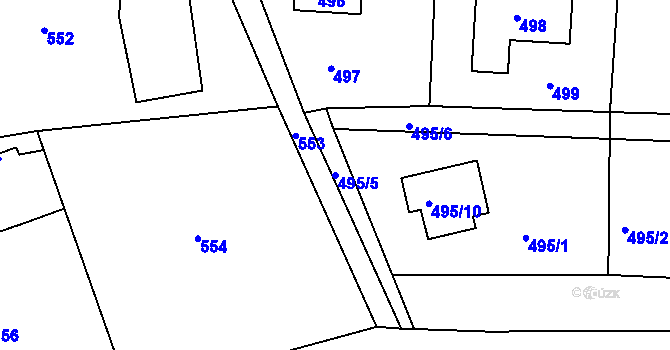 Parcela st. 495/5 v KÚ Železný Brod, Katastrální mapa