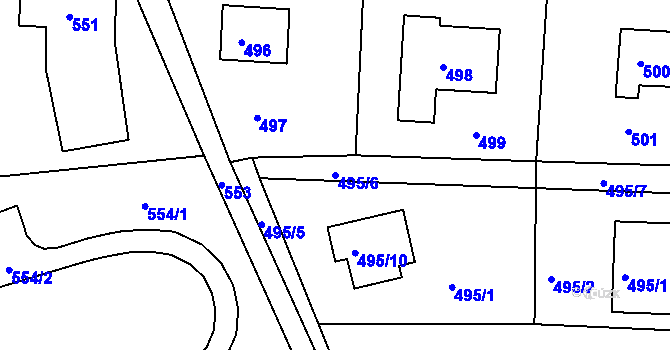 Parcela st. 495/6 v KÚ Železný Brod, Katastrální mapa