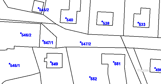 Parcela st. 547/2 v KÚ Železný Brod, Katastrální mapa