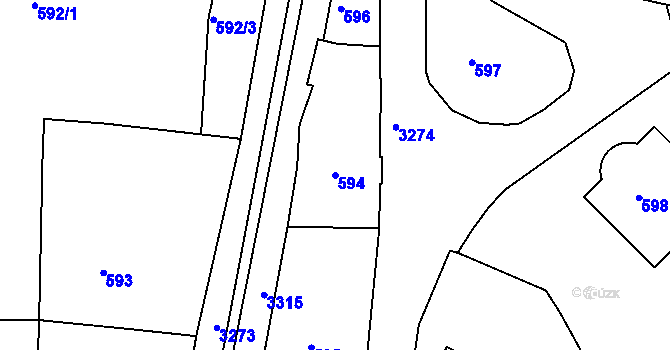 Parcela st. 594 v KÚ Železný Brod, Katastrální mapa