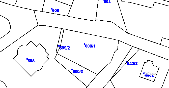 Parcela st. 600/1 v KÚ Železný Brod, Katastrální mapa