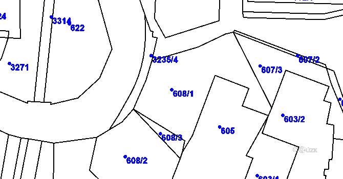 Parcela st. 608/1 v KÚ Železný Brod, Katastrální mapa