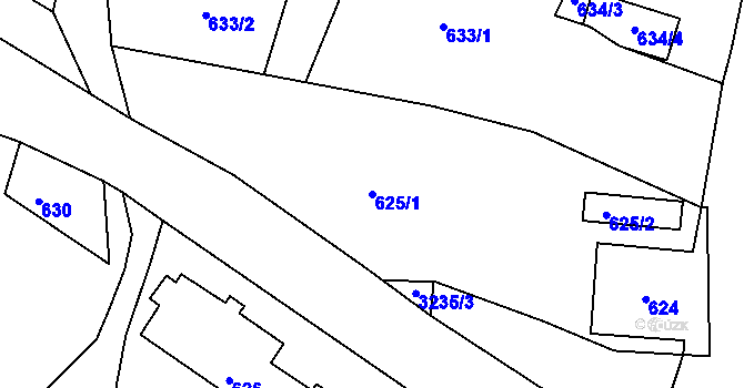 Parcela st. 625/1 v KÚ Železný Brod, Katastrální mapa