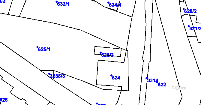 Parcela st. 625/2 v KÚ Železný Brod, Katastrální mapa