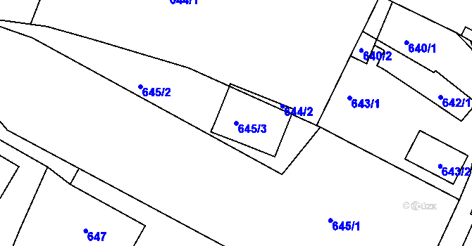 Parcela st. 645/3 v KÚ Železný Brod, Katastrální mapa
