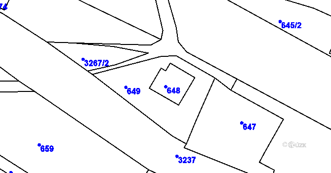 Parcela st. 648 v KÚ Železný Brod, Katastrální mapa