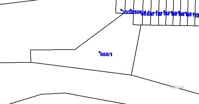 Parcela st. 668/1 v KÚ Železný Brod, Katastrální mapa
