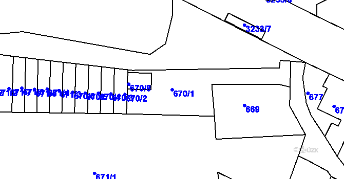 Parcela st. 670/1 v KÚ Železný Brod, Katastrální mapa