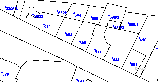 Parcela st. 685 v KÚ Železný Brod, Katastrální mapa