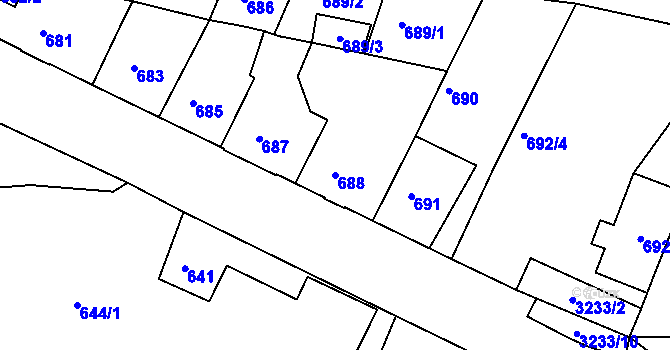Parcela st. 688 v KÚ Železný Brod, Katastrální mapa