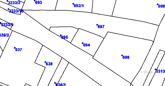 Parcela st. 694 v KÚ Železný Brod, Katastrální mapa